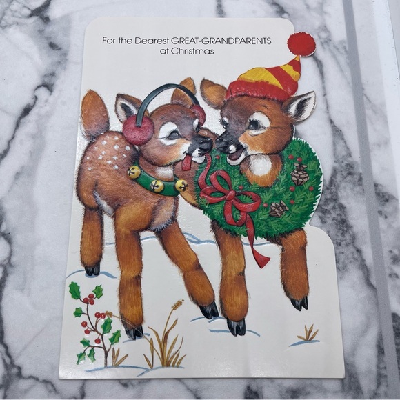 6 Vintage Gallant Christmas Cards Great-Grandparents Reindeer Deer Holiday - Picture 6 of 6